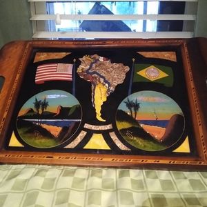 Glass inlaid serving tray